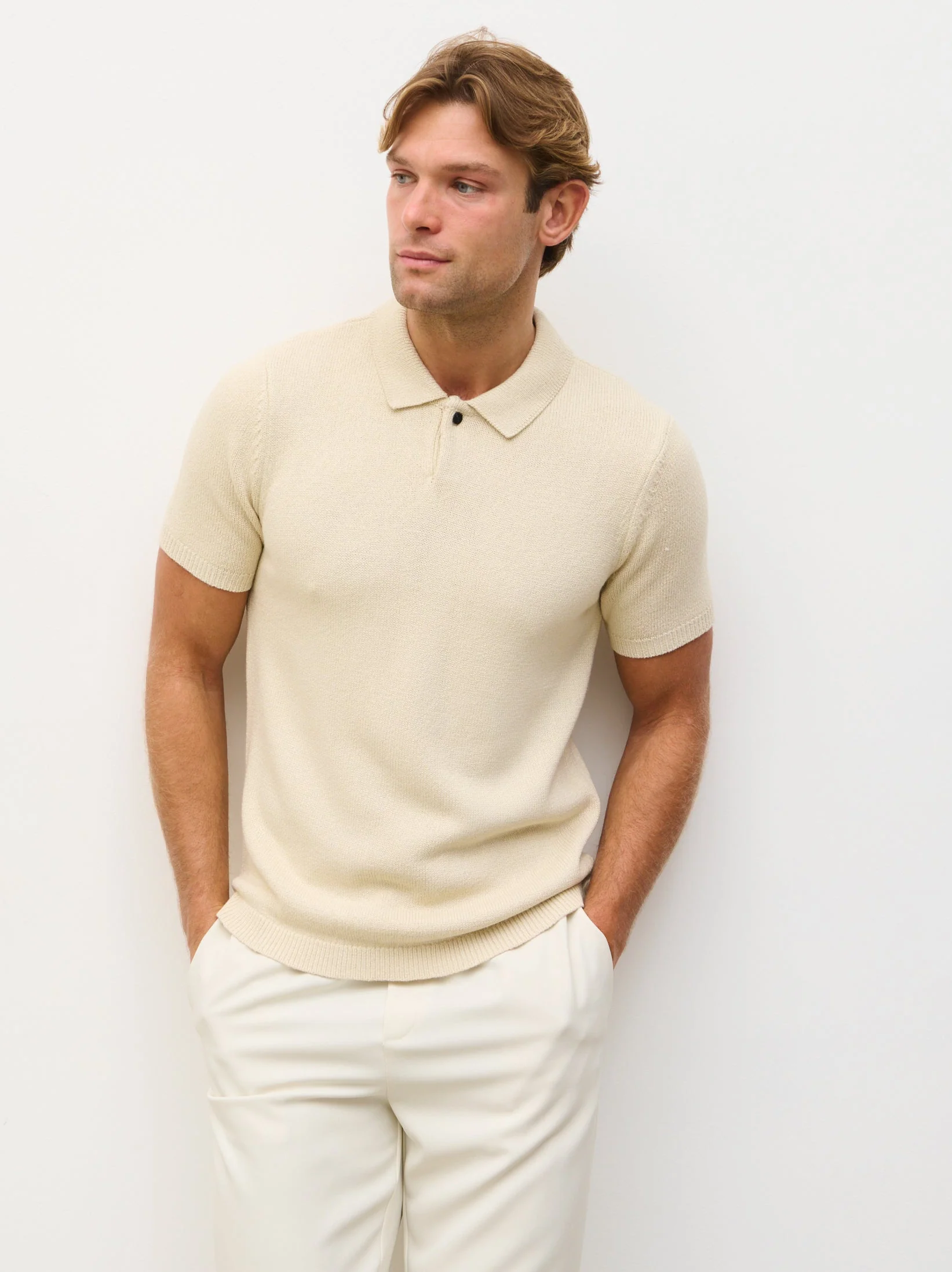 Beige Polo Tops